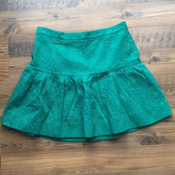 JCrew Embroidered Green Skirt Sz 4 EUC - Picture 1 of 5